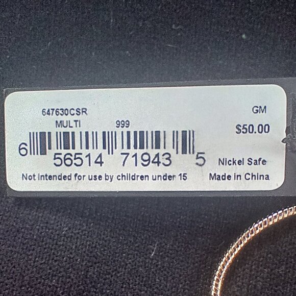 Long Gold Tone Necklace Tassle Charm New with Tags - Picture 2 of 3